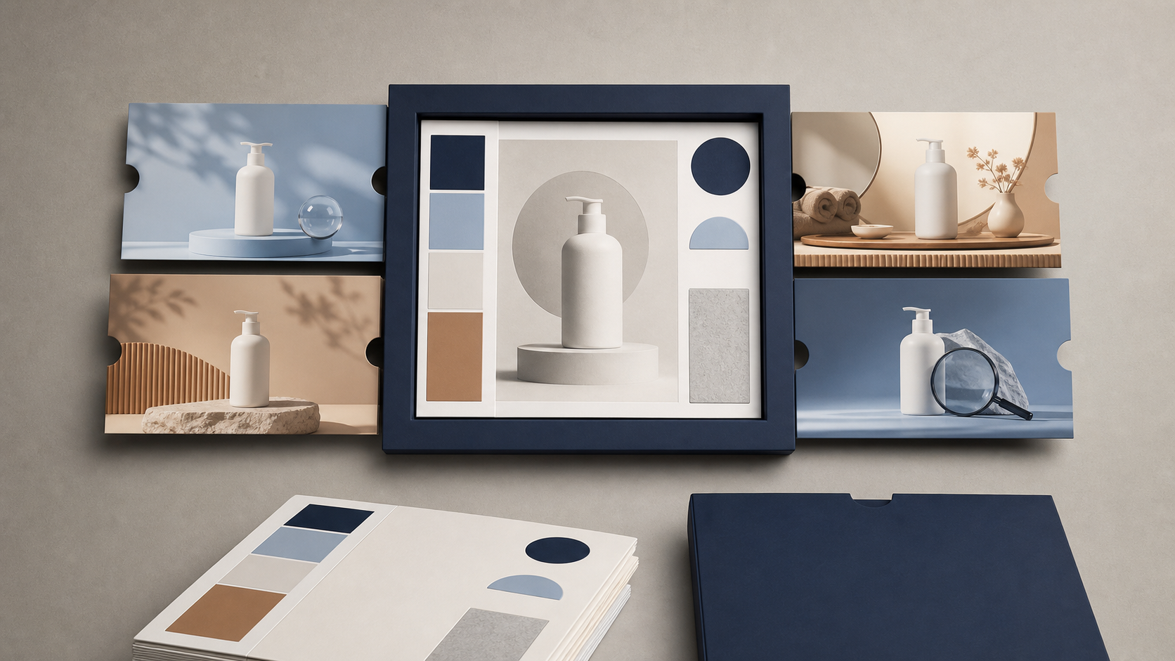 Brand-consistent ads with fixed identity and changing concepts