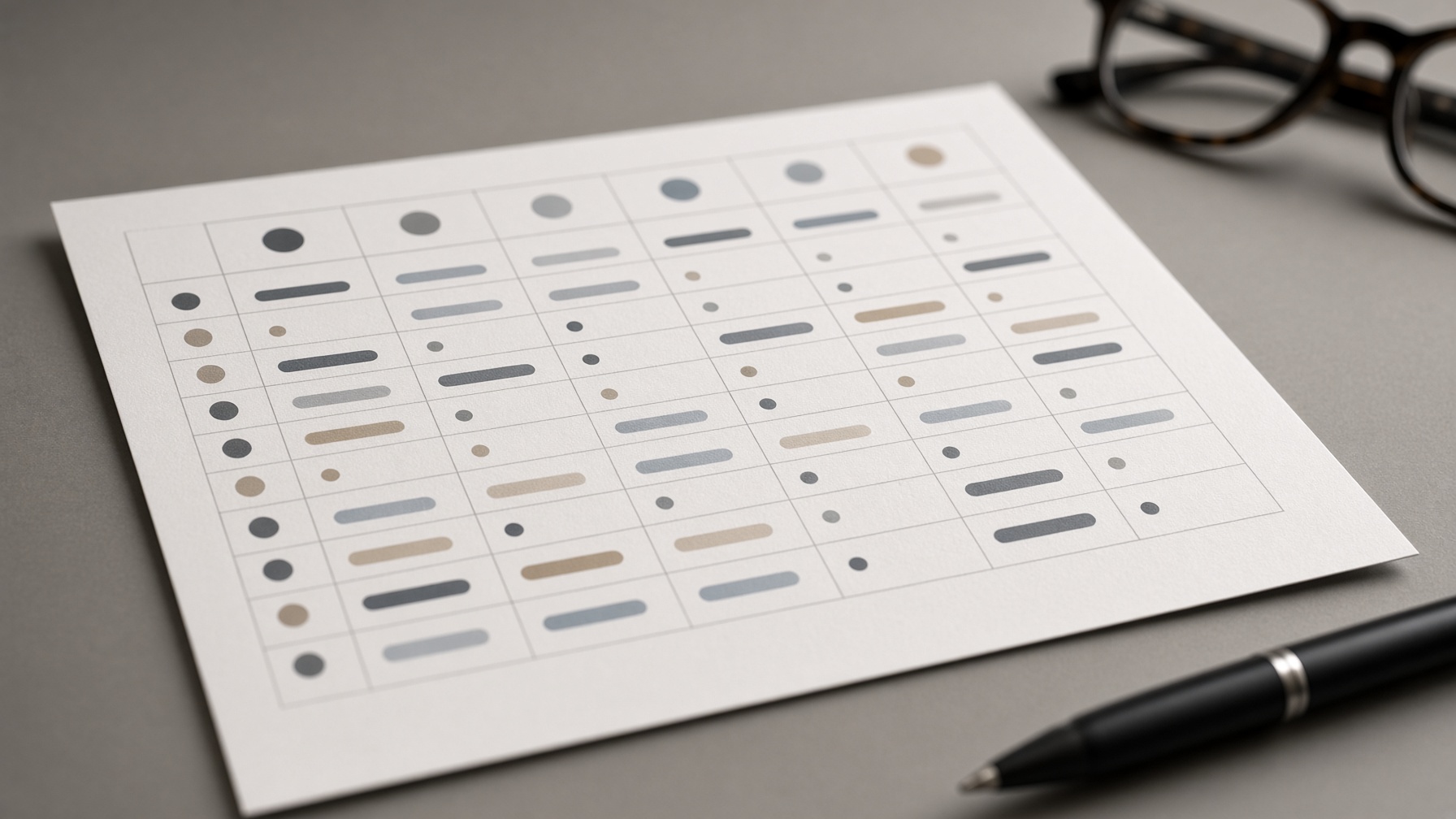 Close-up of printed comparison sheet outlining export options and trade-offs