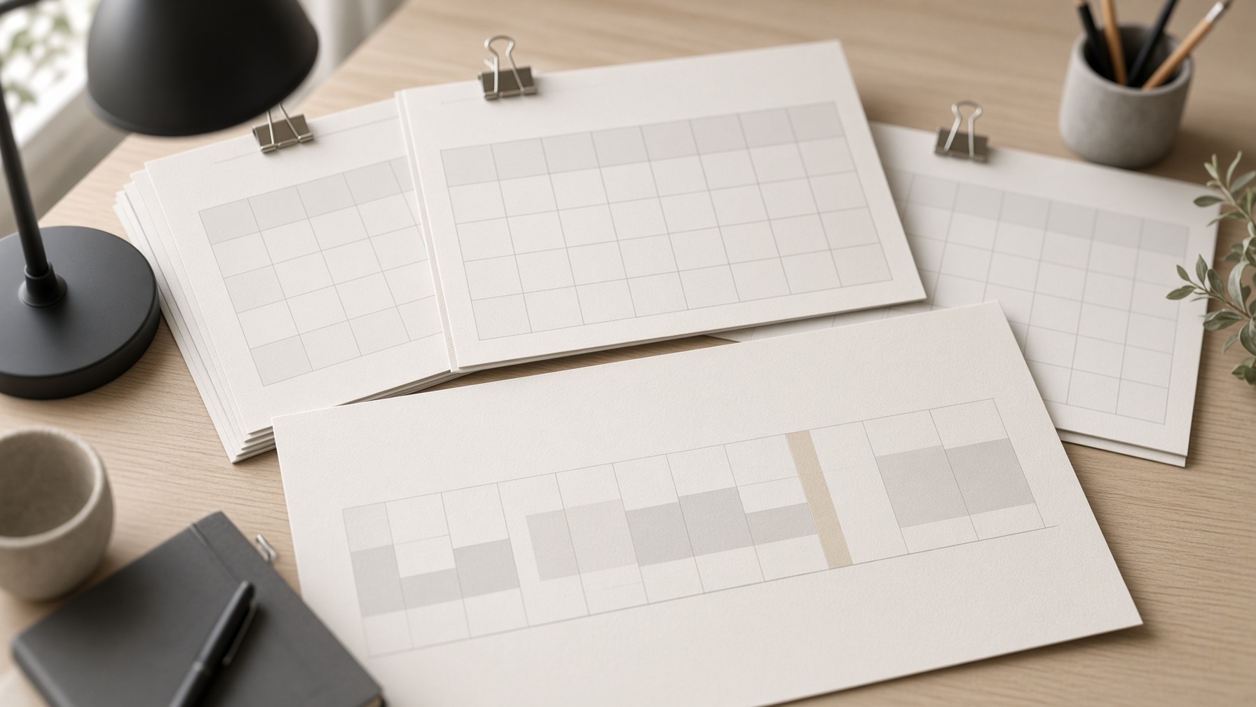 Printed planning timeline and calendar on a production desk illustrating extra planning time from the Runway Unlimited extension